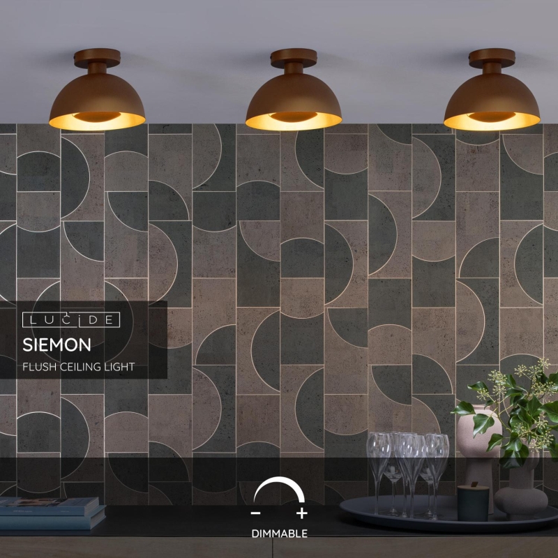 Lucide SIEMON - Zapustené stropné svietidlo - Ø 25 cm - 1xE27 - Okrová žltá